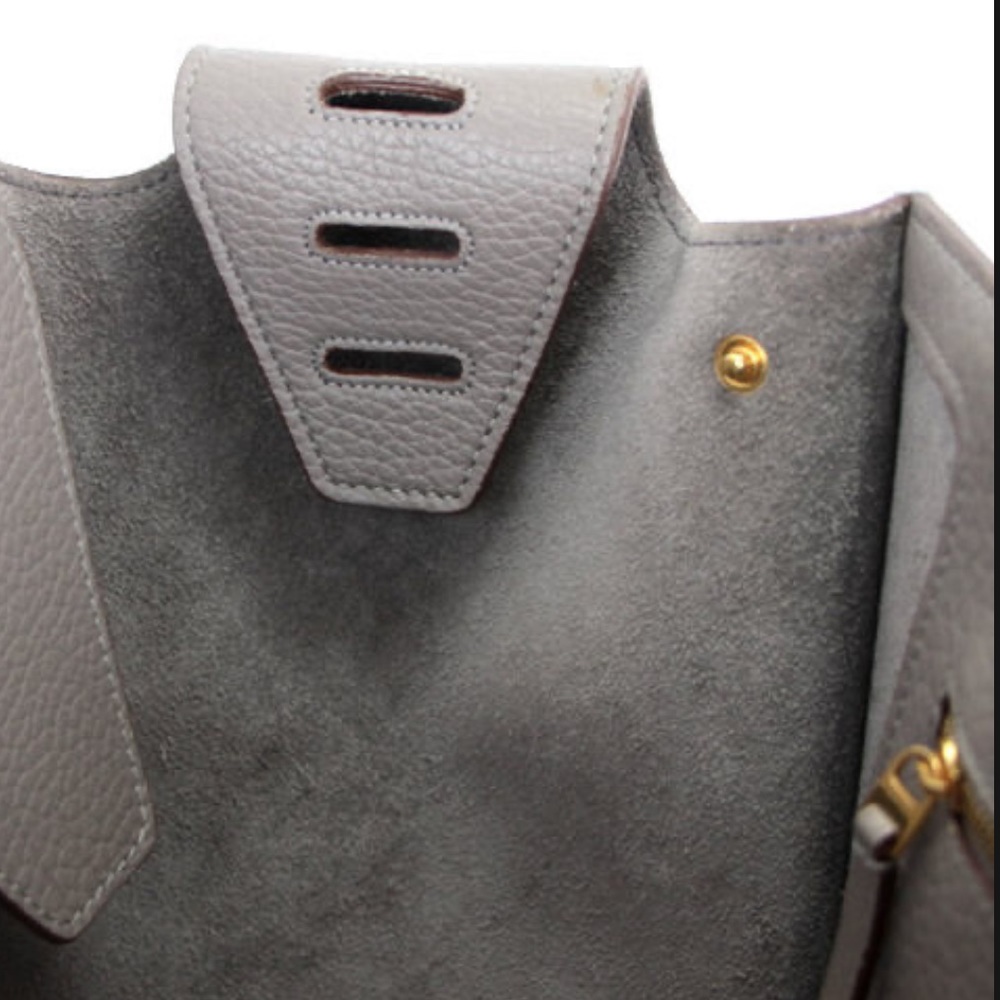 CELINE 
Tie Tote Bag Leather Gray Handbag - Picture 7 of 9